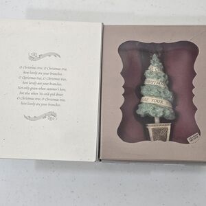 Green Christmas Tree Ornament with Ribbon Banner